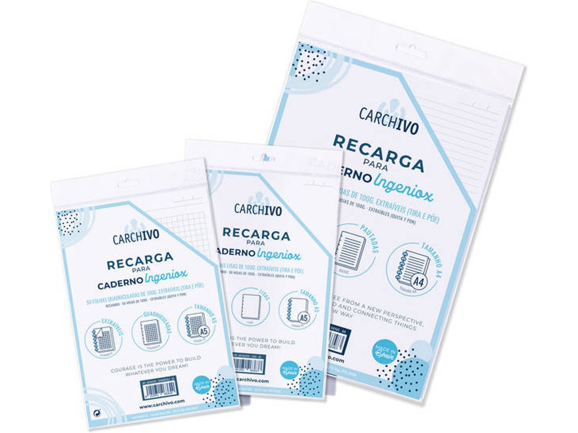 Recarga para Cadernos INGENIOX Branco (A4 - Liso - 50 Folhas)