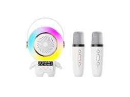 Mini Máquina De Karaokê Infantil Alto Falante Bluetooth Portátil Com Luz Led De Relógio E 2 Microfones Sem Fio Ótimo Presente De Aniversár Yizhood