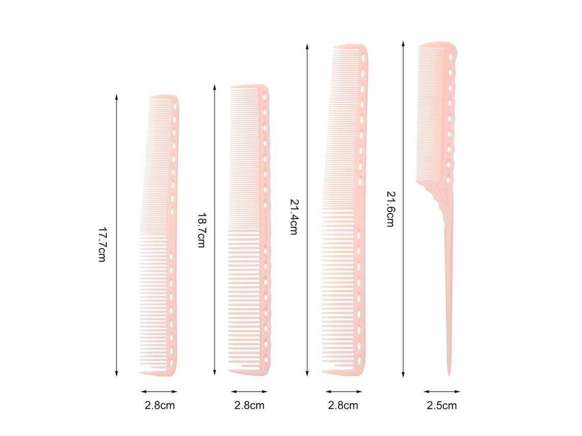 Kit De 4 Pentes De Cabeleireiro Profissionais Carbono Fibra Dentes Finos E Largos Para Corte E Cuidado De Cabelo Em Salões Ou Hotéis