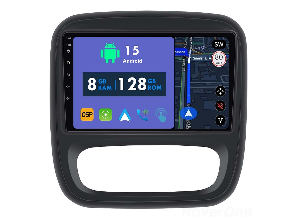 Auto Rádio Carro Bluetooth Autoradio 8GB RAM 128G ROM CarPlay GPS RoverOne para Renault Trafic 3 2014-2021 Opel Vivaro B 2014-2018 