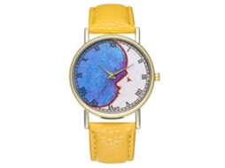 Relógio de quartzo unissex elegante e casual, ideal para presente (amarelo)