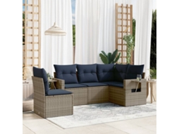 Conjunto de Sofá de Jardim com 10 Peças e Almofadas em Rattan Sintético Preto VIDAXL