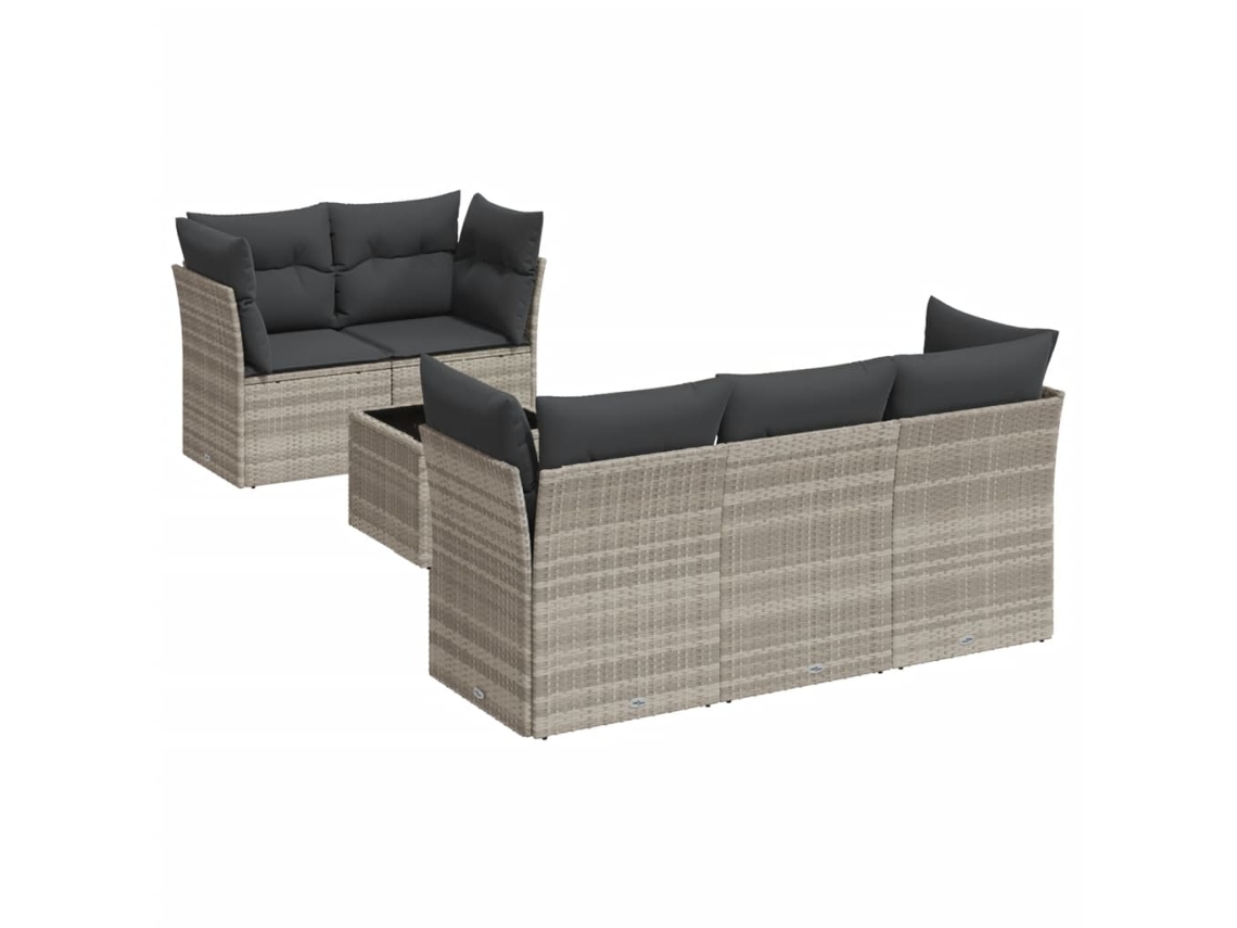 Conjunto de 6 Sofás de Jardim com Almofadões Vime Pe Cinzento Claro MAISON EXCLUSIVE (80x200 cm)
