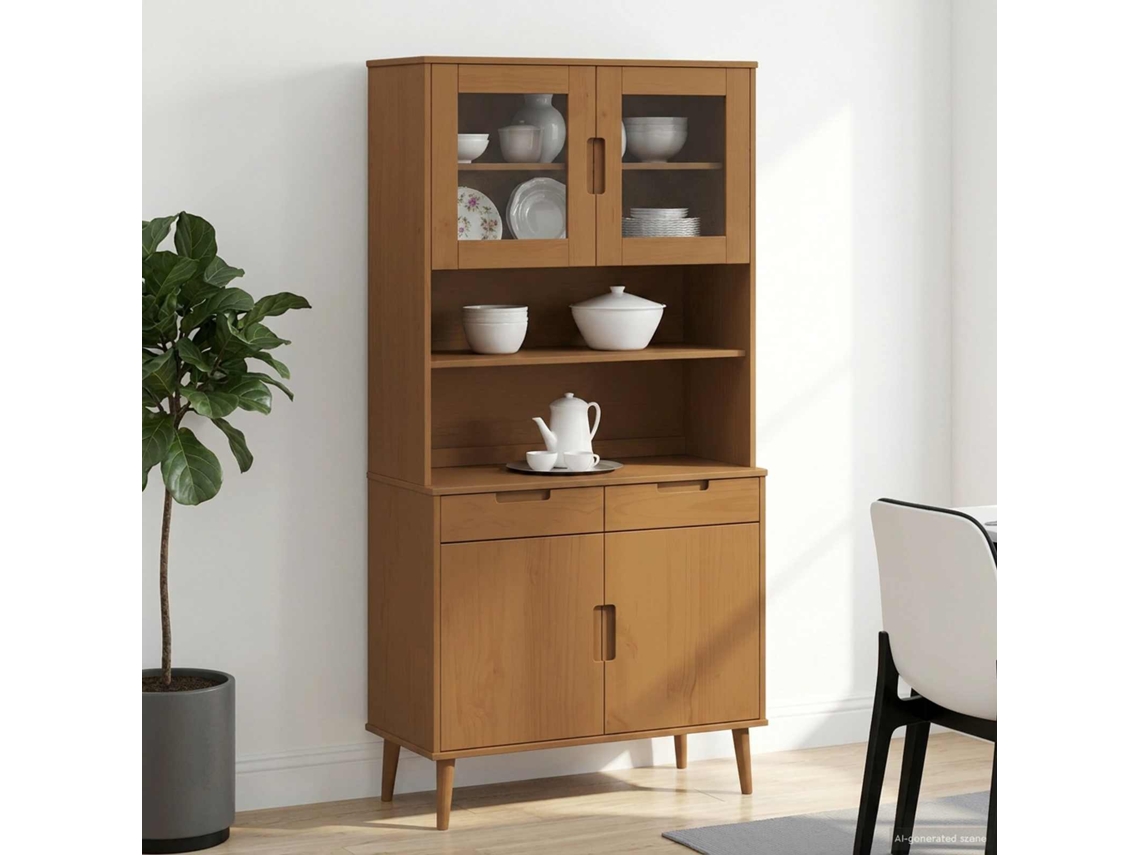 Vidaxl Hutch Molde Caramelo 90 X 35 X 100 Cm Madeira De Pinho Maciça