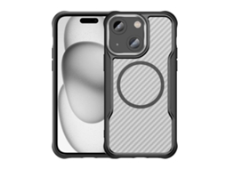 Capa Transparente Para Iphone 15 Plus - Textura De Fibra De Carbono - Magsafe