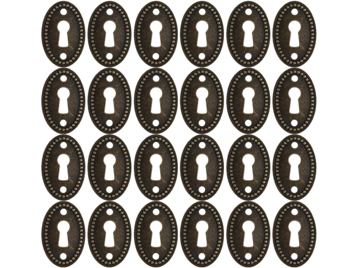Conjunto De 24 Peças Tampas Decorativas Ovais Para Fechaduras, 35x23mm, Em Metal, Para Portas De Armários E Cômodas