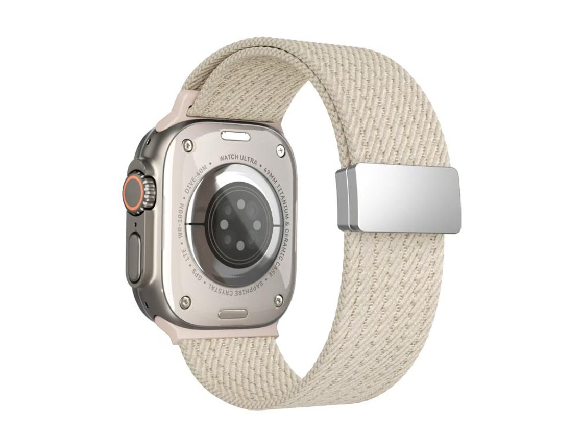 Bracelete para Apple Watch 46/49/45/44mm Nylon Elástico 4 Fios com Fecho Magnético Starlight XIAOMOYU