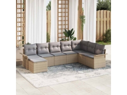Vidaxl Conjunto De Sofá De Jardim 8 Unid. Bege Rattan Sintético