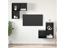 Vidaxl Conjunto De Móvel De Tv 4 Pcs Carvalho Preto Madeira Processada