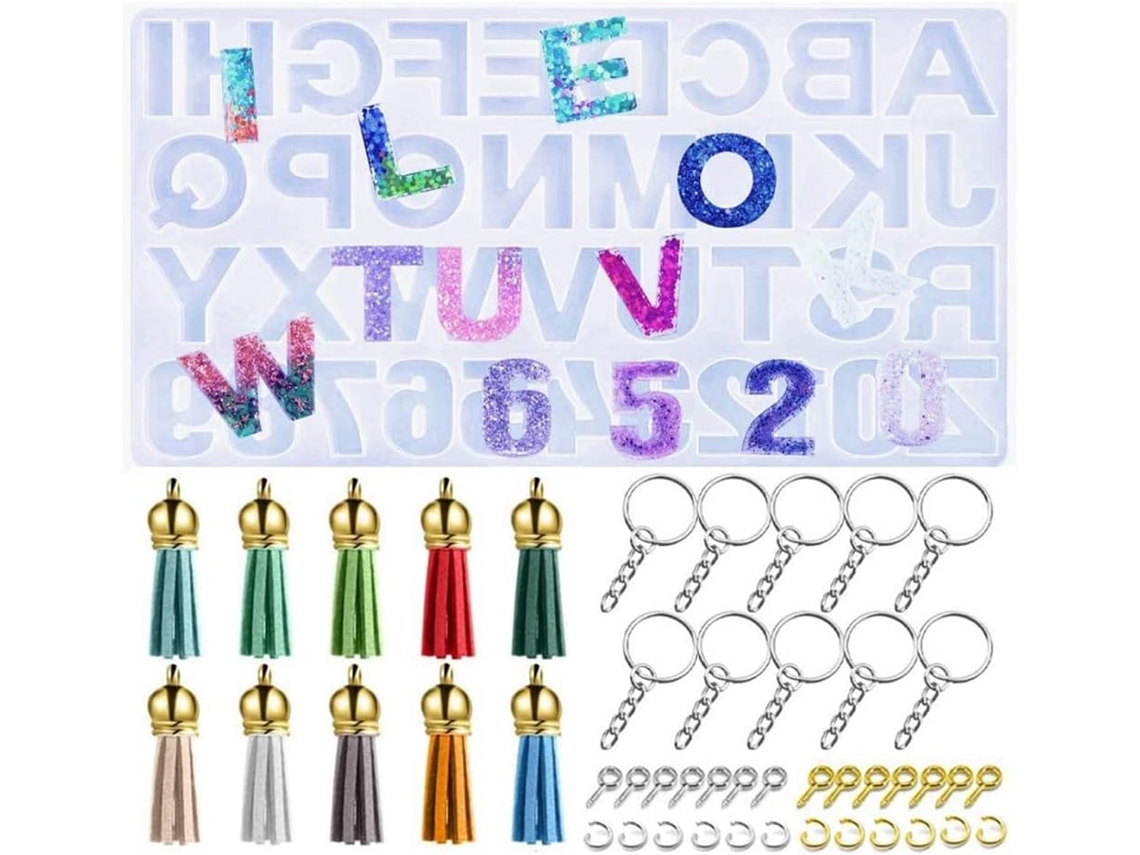 Conjunto De 171 Moldes De Silicone Com Números No Verso Para Fazer Chaveiros De Resina Epóxi.