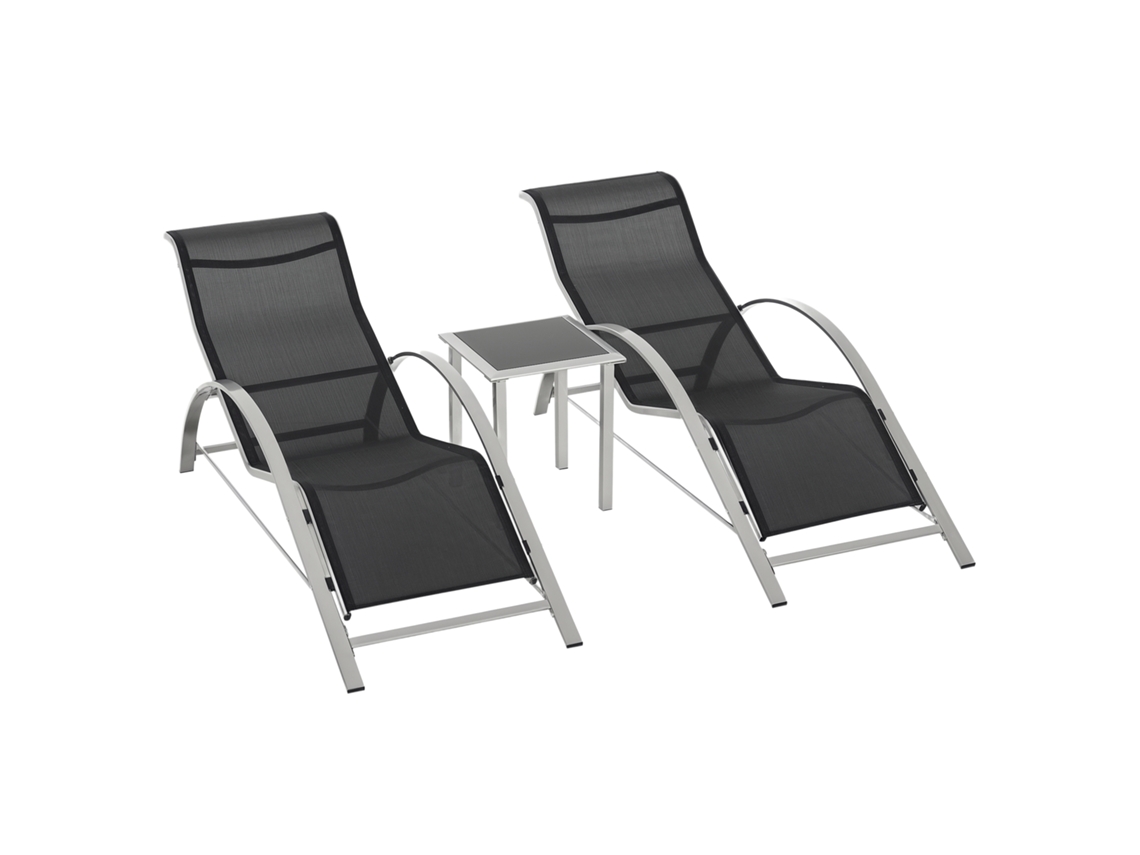 Conjunto de 2 Mesas de Jardim PENGJIANG SHOP com vidro, 59x169x66cm, vermelho e zinco