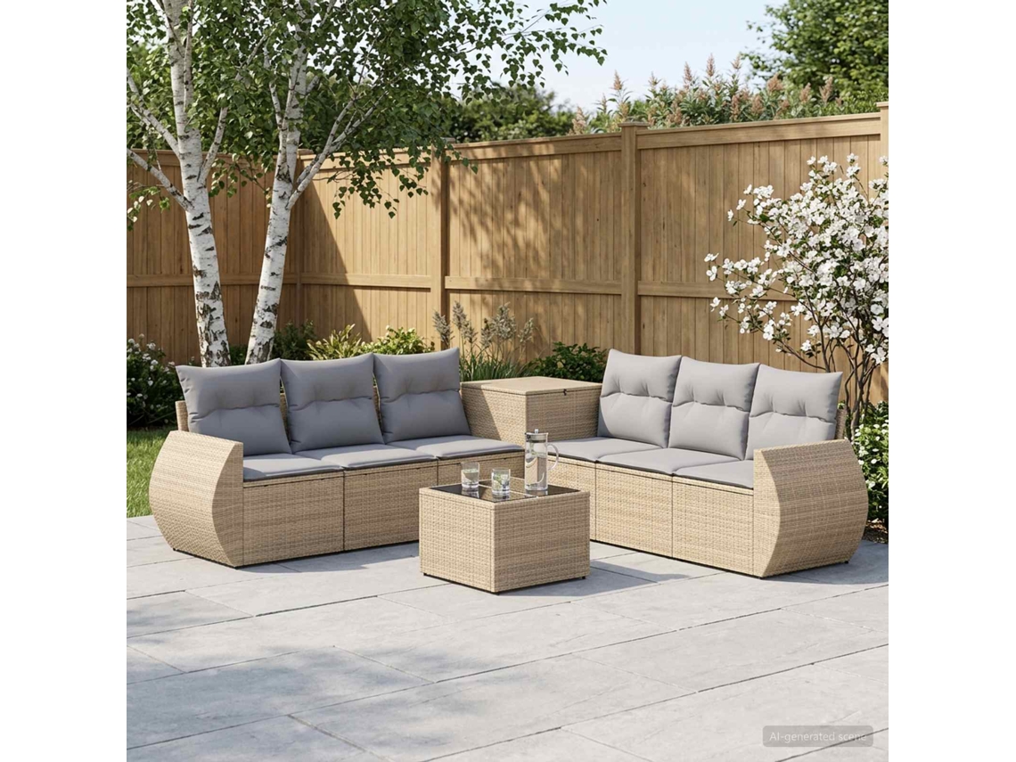 Vidaxl Conjunto De Sofás 8 Unid. Bege E Cinza Claro