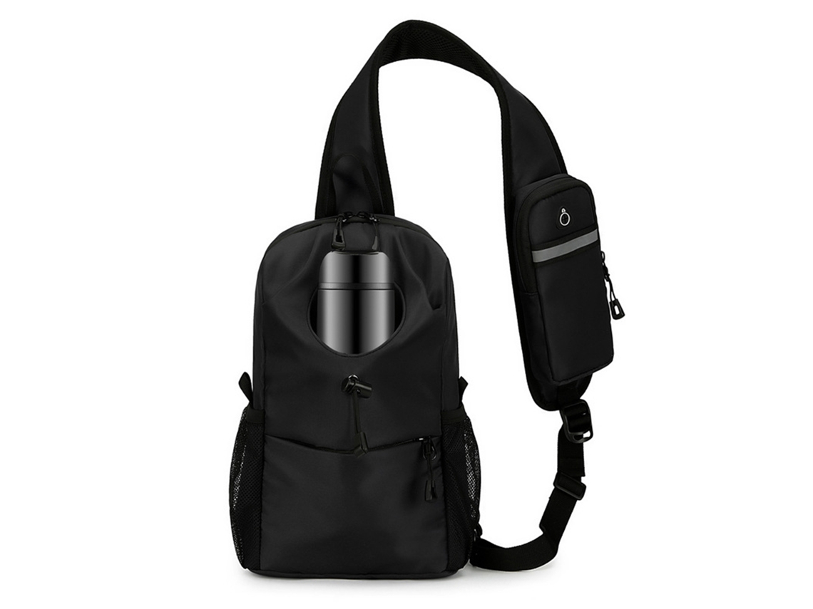 Mochila Transversal Leve À Prova D'água com Múltiplos Bolsos