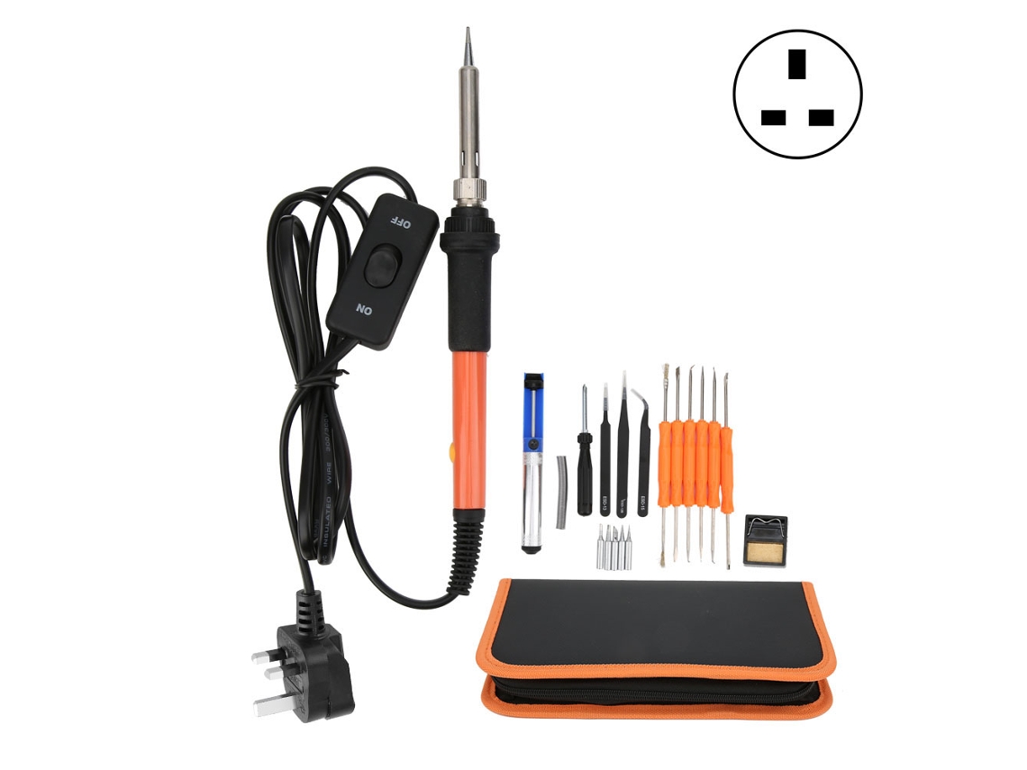 Conjunto De Soldadura Eléctrica Com Ferro De Soldar De Temperatura Ajustável, 20 Peças, Ferramentas De Soldadura, Plugue Uk 220v