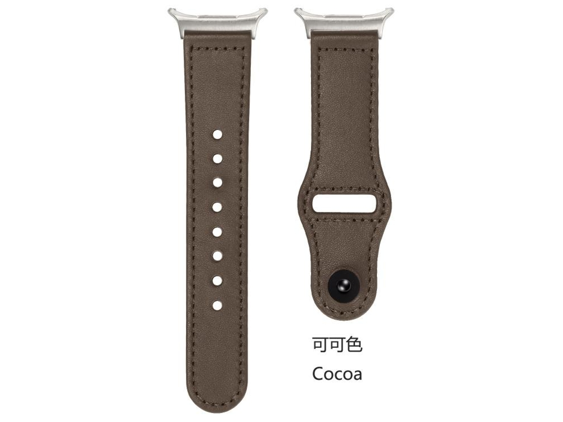 Bracelete Para Samsung Galaxy Watch Ultra (47mm) - Couro - Fivela Reversa E Rebite - Cor Cacau