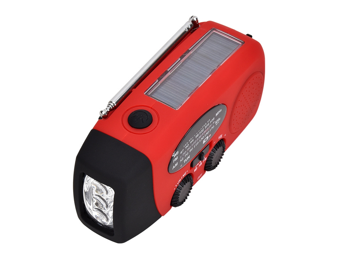 Rádio de emergência AQUAFORGE com luz led, energia solar e manivela