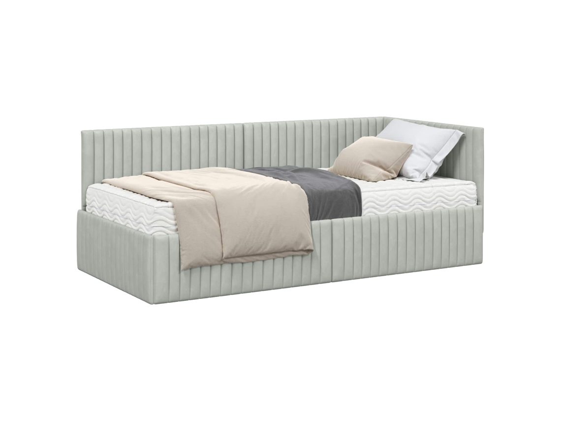 Estrutura de Cama de Canto com Colchão 2 Pcs Cinzento claro MAISON EXCLUSIVE