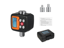 Medidor de torque digital preciso com adaptadores para carros e motocicletas.