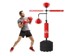 Saco de Pancada 4 em 1 com Pé, Punching Ball, Bolas de Velocidade, barra Rotativa, Luvas, 88x50x160cm BTFORUS