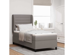 Vidaxl Cama Box Com Colchão Cinzento-acastanhado 90 X 190 Cm Tecido