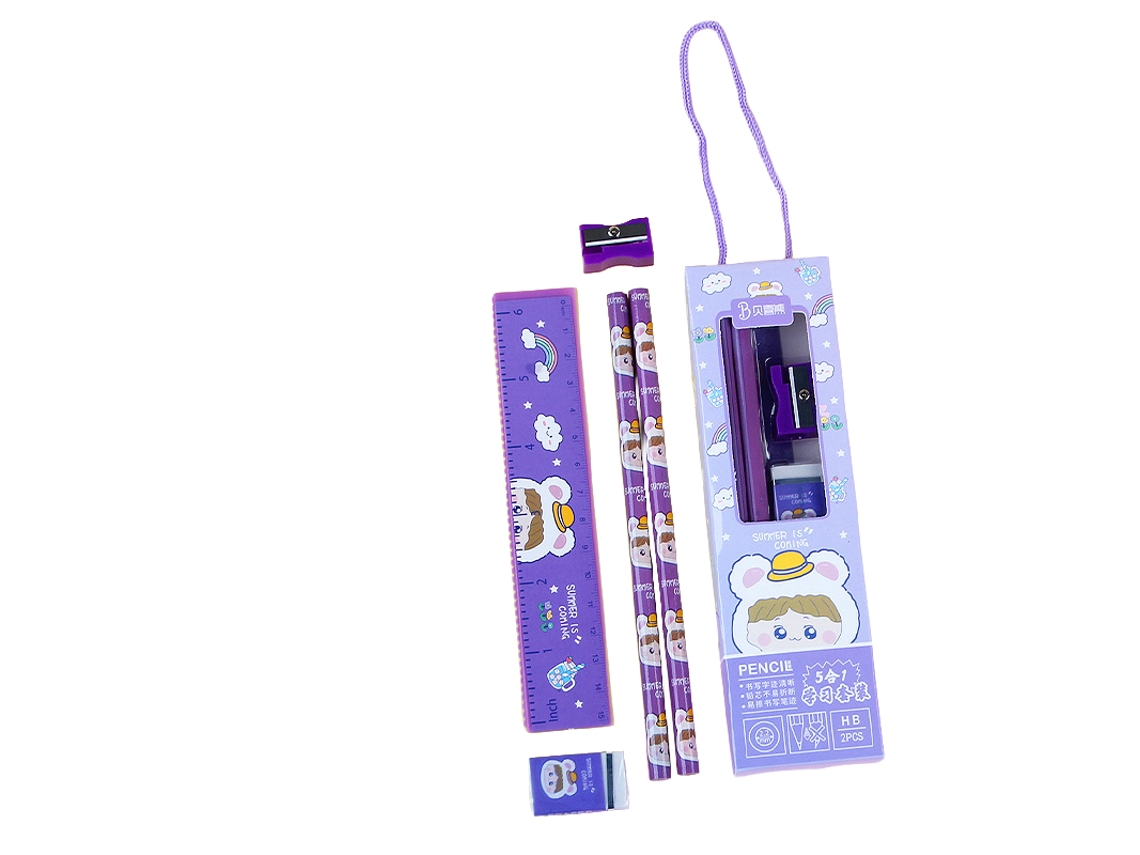 Laxiscreed Kit Escolar Infantil Com Lápis E Suporte Para Estudo Para Crianças