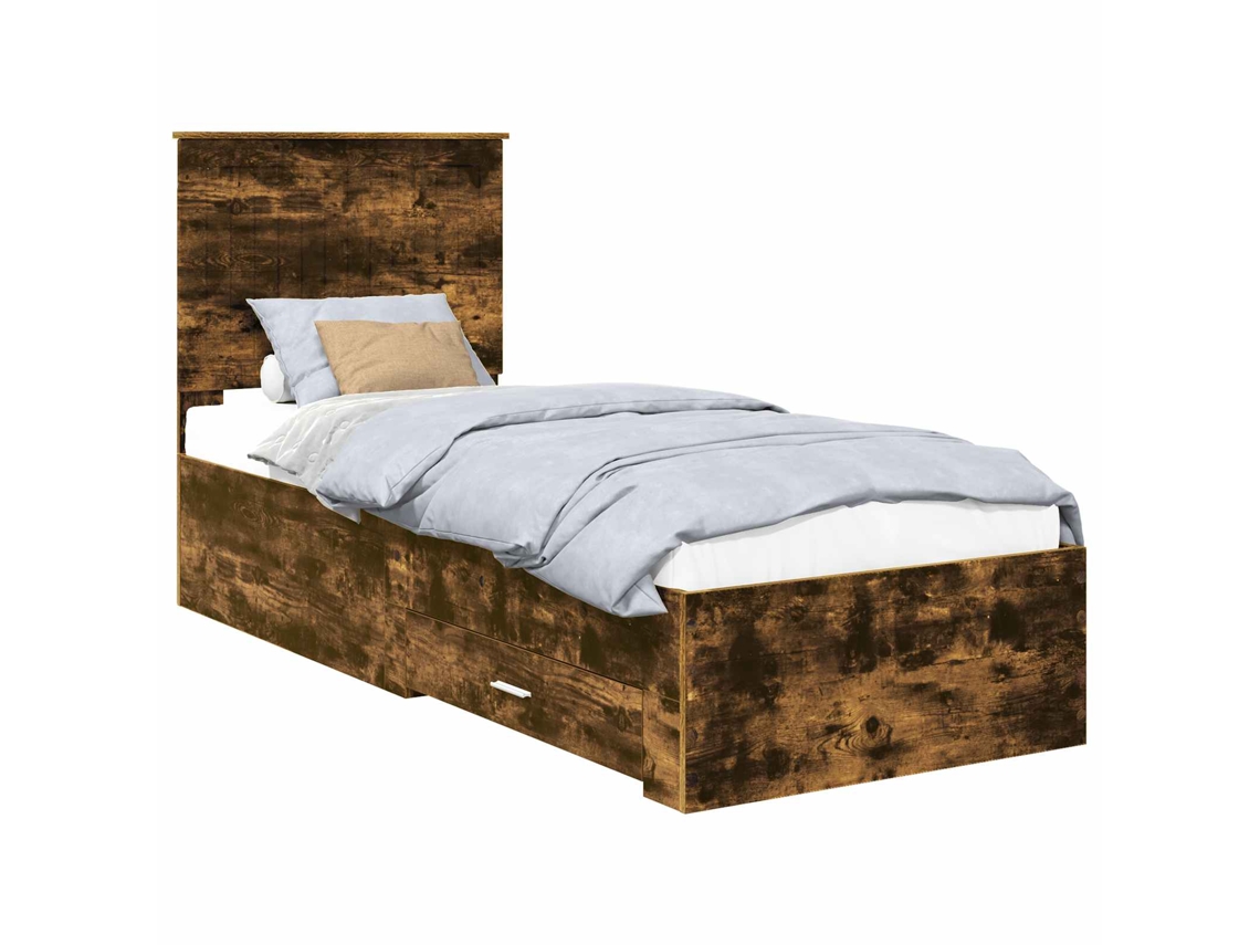 Estrutura da Cama Carvalho Defumado e Prata 70x190 cm MAISON EXCLUSIVE