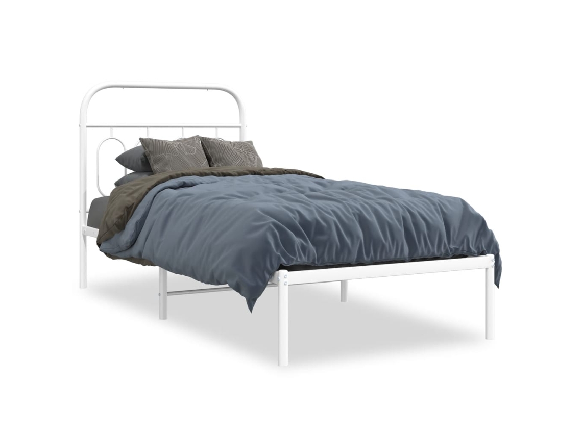 Estrutura de Cama com Cabeceira Metal Branco MAISON EXCLUSIVE 80x200 cm