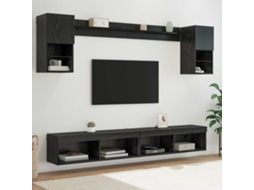 Vidaxl Unidades De Tv De Parede Com Led 6 Unid. Carvalho Preto