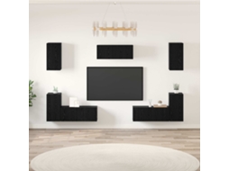 Vidaxl Conjunto de Móvel de Tv 7 Pcs Carvalho Preto Madeira Processada