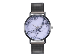 Reloj De Pareja De Cuarzo Con Esfera Redonda Y Correa De Malla Ultra Delgado Zhoulianfa (negro)
