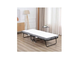 Cama Dobrável Com Rodas, Estrutura Em Aço E Espuma, Branco E Preto, 200x75x42.5cm, Prática Para Visitas E Fácil Transporte. Hvorstur