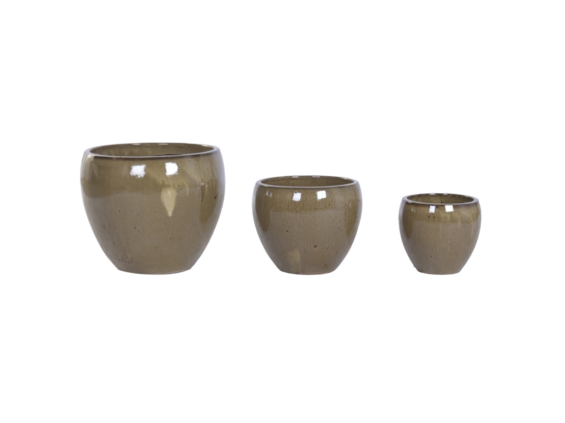 Conjunto de 3 Vasos de Cerâmica Esmaltada em Dois Tons, 38x38x33cm ALEXANDRA HOUSE LIVING