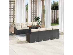 Vidaxl Conjunto De Sofá De Jardim 9 Unid. Preto Rattan Sintético
