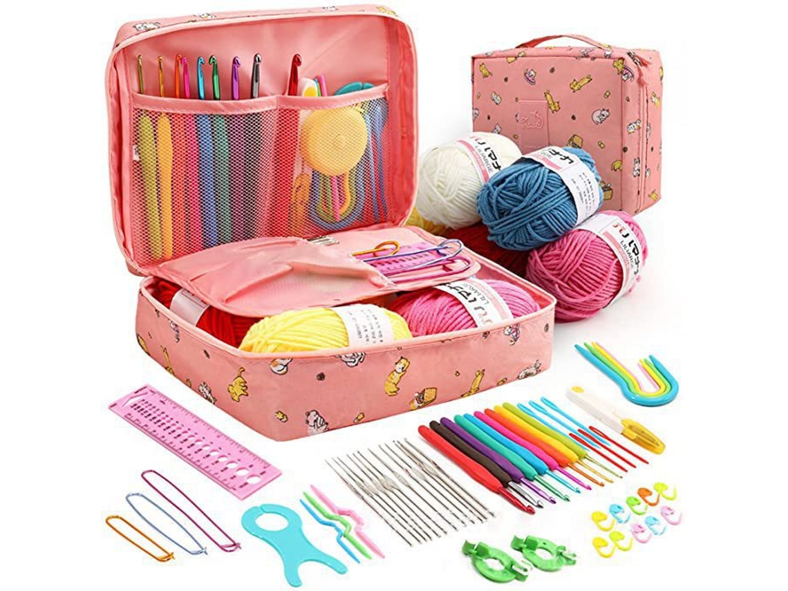Tricot 58 Pcs Kit Completo De Material Para Crochetar E Tricotar Com Lã Para Iniciantes Ferramentas De Tecelm Manual Fio Para Trançar Di*