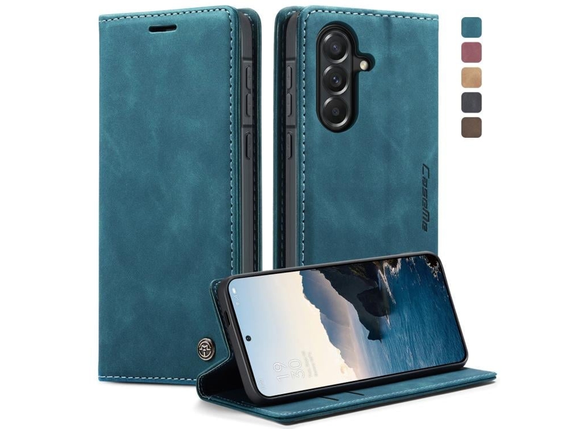 Capa Para Samsung Galaxy A57 5g Multifuncional Horizontal De Couro Azul