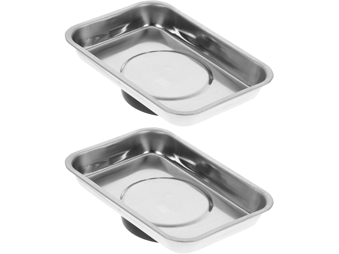 Topbathy Conjunto de 2 Bandejas Magnéticas para Ferramentas Alipis, 10 Cm , Aço Inoxidável (4 Polegadas)