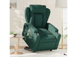 Vidaxl Poltrona Reclinável Elevatória De Massagens Tecido Verde-escuro
