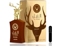 Al Noble Wazeer Eau de Parfum 100ml (Original) - Unissex Design Elegante Brinde Atomizador 5ml DRIKANBEST Recarregável