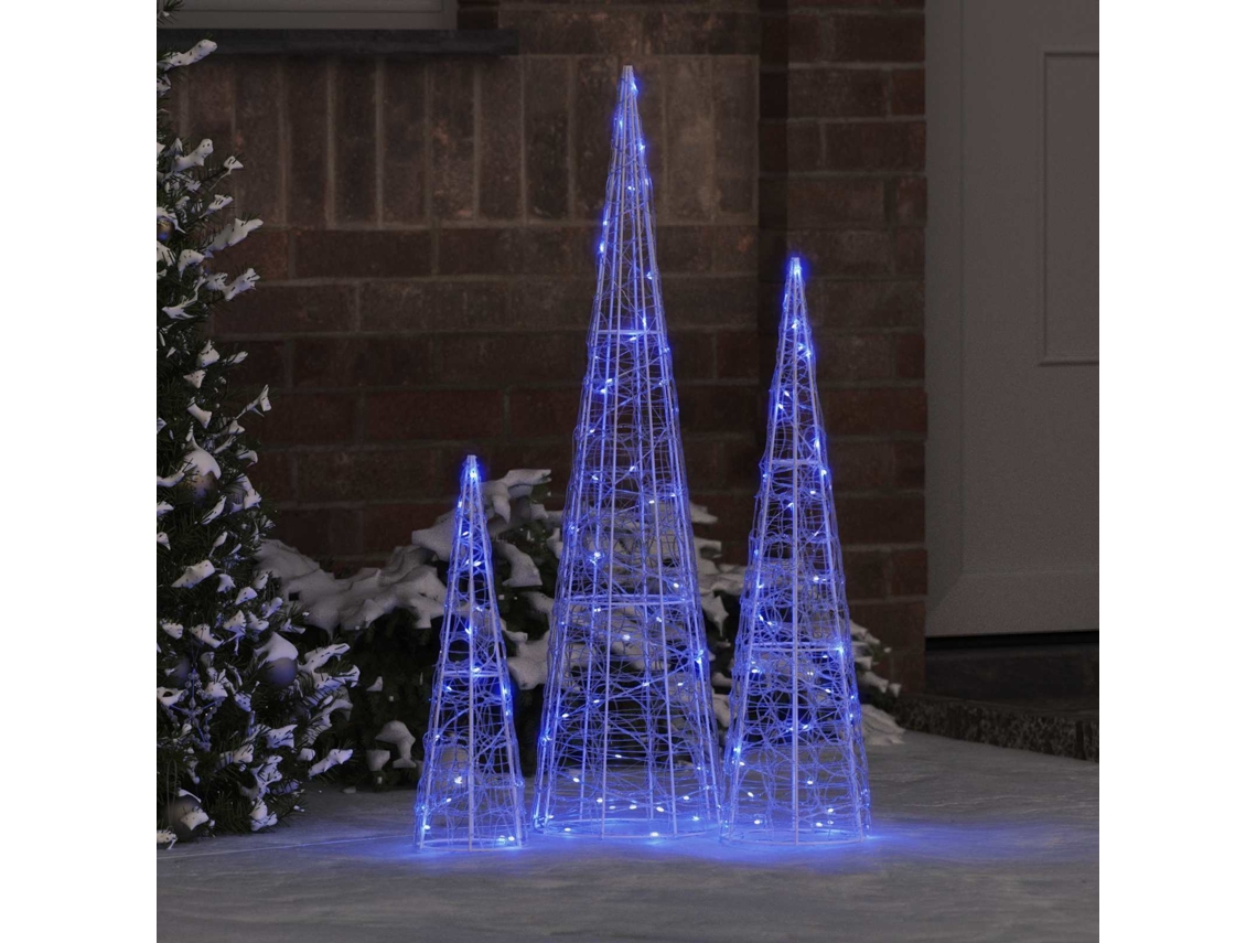 Vidaxl Árvore De Natal Com 90 Leds 3 Pcs Azul 20 X 20 X 80 Cm Acrílo