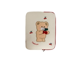 Capa Para Laptop De Lona De Algodão Durável Com Cores Brilhantes E Fofas Em Estilo Urso Cereja, 13 Polegadas, 25,5 X 35 Cm Aquaforge