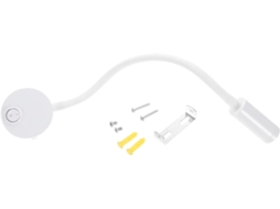 Luminária De Leitura Led 3w Com Mangueira, Branca, Para Montagem Na