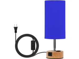 Base de mesa Linqin, estilo fazenda, azul lisa, com portas USB tipo CEA, luminárias inclusas, ideal para quarto.
