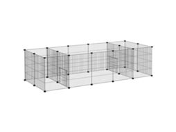 Cercado Modular Para Pequenos Animais (coelhos, Roedores, Cachorros) - 18 Painéis De Tela Metálica, 2 Portas, 175 X 70 X 45 Cm, Preto