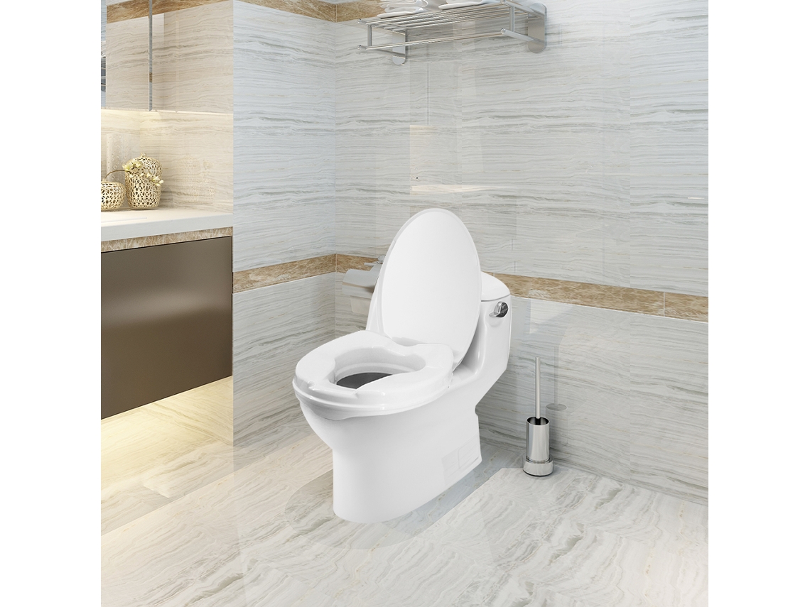 Assento Elevado De Vaso Sanitário 300 Lbs Com Abraçadeiras Para Vazos Alongados (branco, 2 Polegadas)