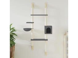 Vidaxl Árvore Parede P/ Gatos C/ Poste Arranhador 180 Cm Cinza-escuro