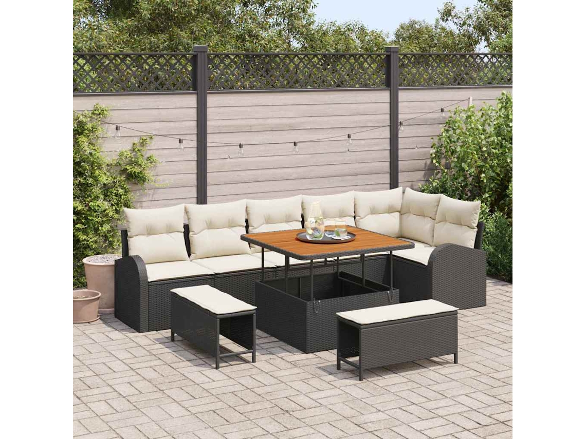 Vidaxl Conjunto De Sofá De Jardim 9 Unid. 8-número De Lugares