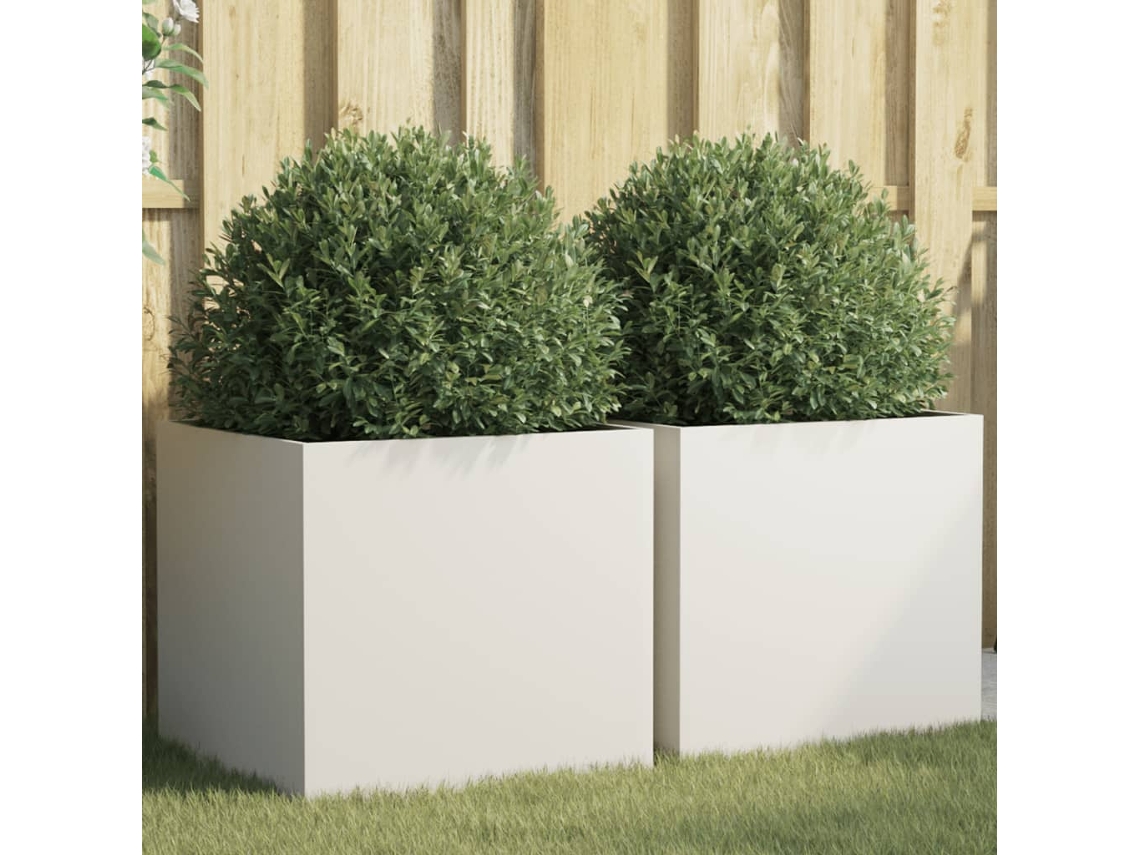 Vidaxl Vasos/floreiras 2 Pcs 49x47x46 Cm Aço Branco