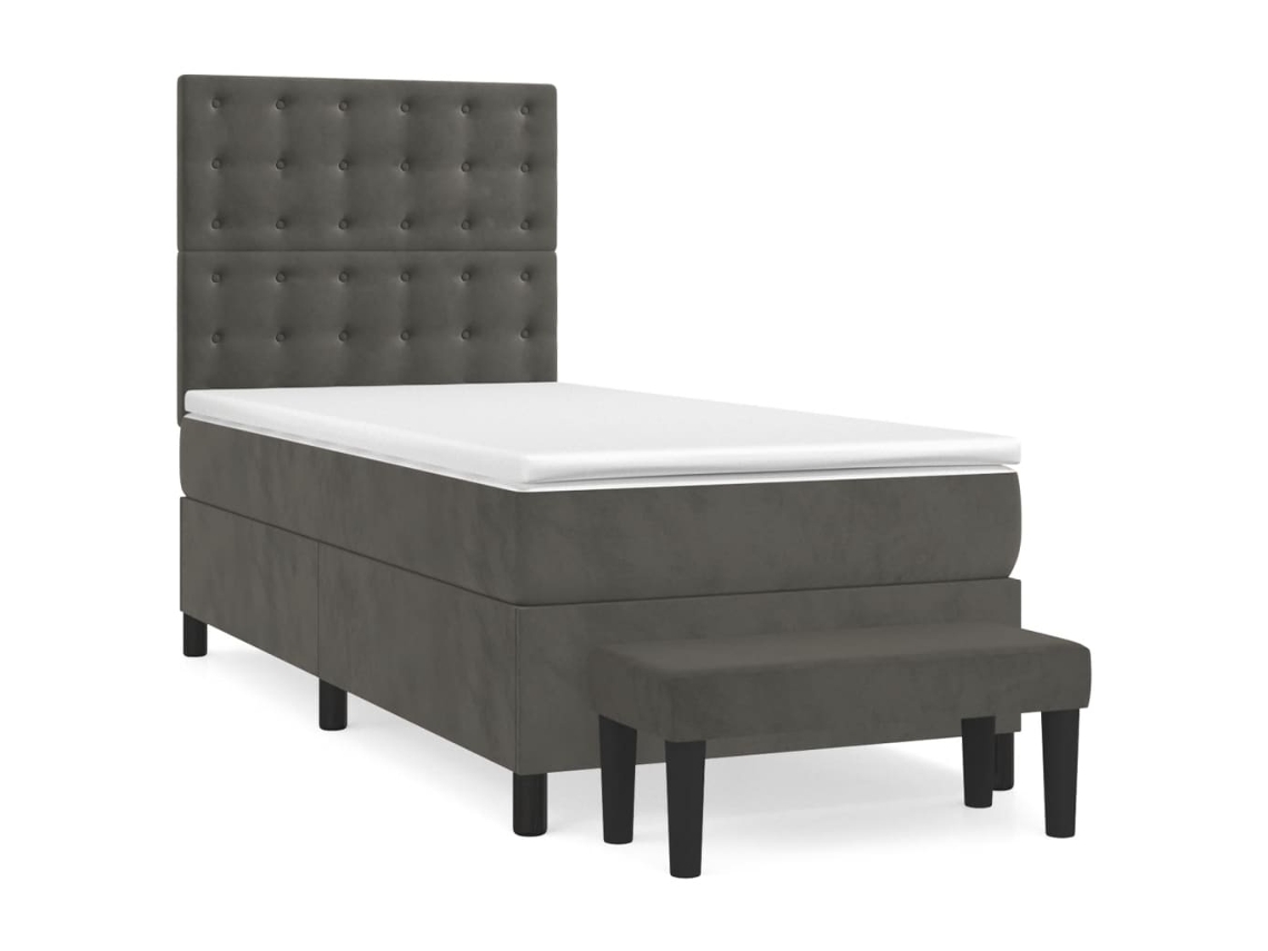 Box Spring Bed, Box Spring Beds Vidaxl Cinzeto Veludo (90 X 190 Cm)