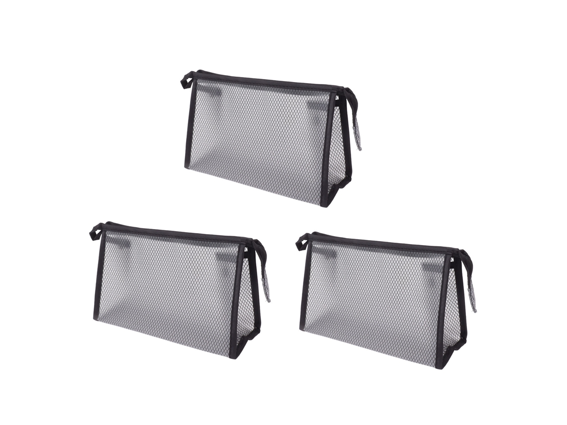 3pcs estojo de maquiagem malha Eva à prova d'água design triangular translúcido para viagem S/MARCA