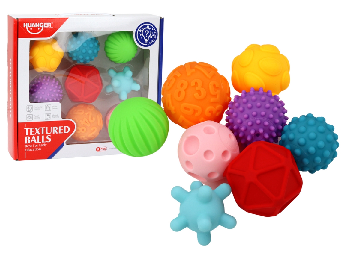 Conjunto De Bolas Sensoriais Com Várias Texturas, 8 Peças Coloridas B.active